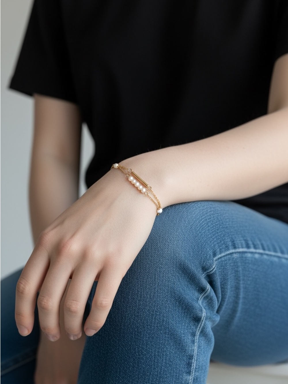 10/23 Gold Pearl Chain Bracelet - Elegant Women’s Jewelry